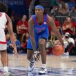 Mar 11, 2026; Charlotte, NC, USA; Southern Methodist University Mustangs guard Jaron Pierre Jr. (5) dribbles during the second half against the Louisville Cardinals at Spectrum Center